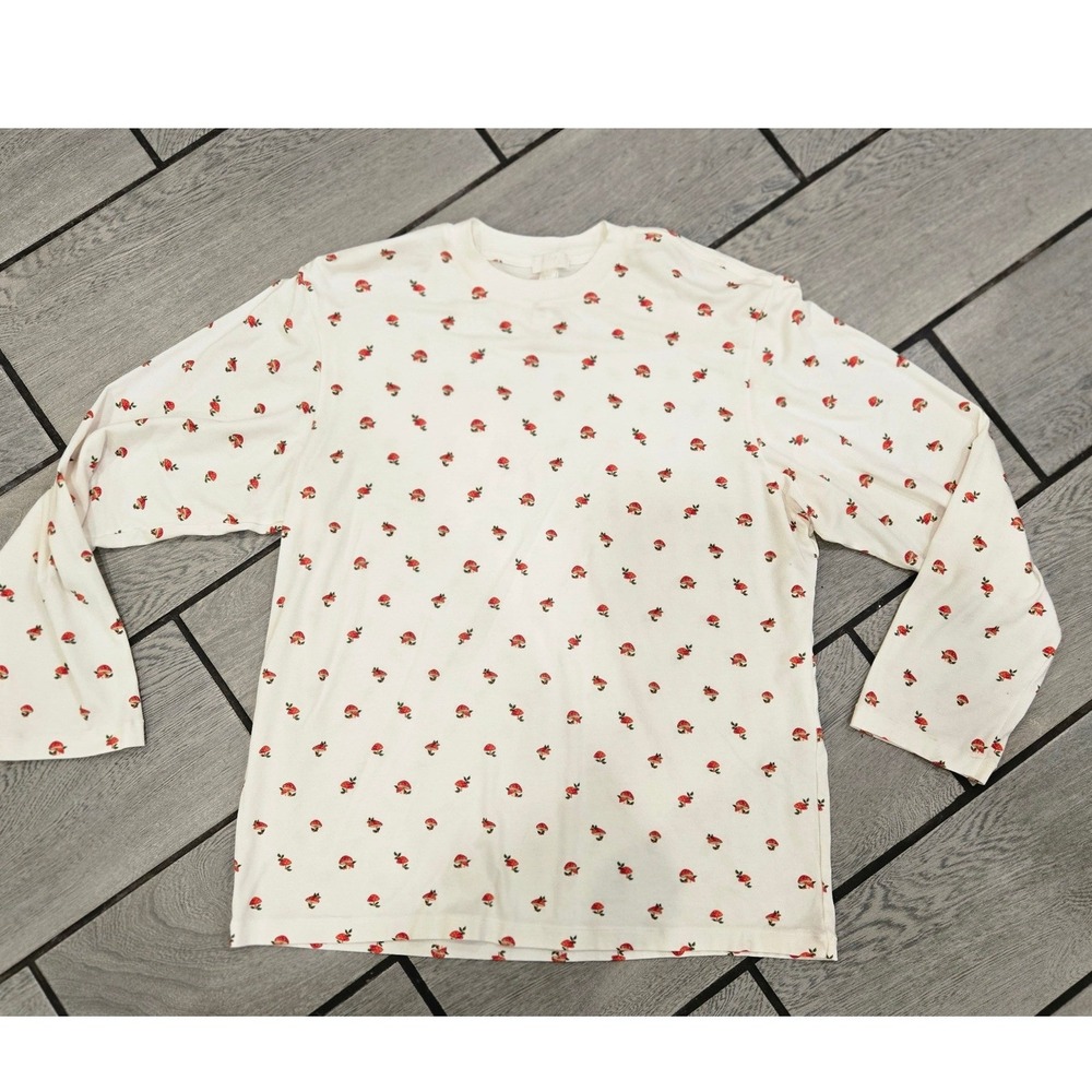 Skims Cotton Jersey Long Sleeve T-Shirt Bone Mushroom Print Large L/G/G